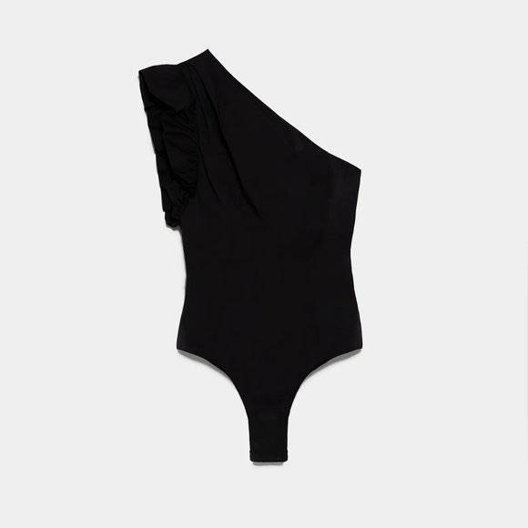 COPY - NWT Zara black asymmetrical poplin bodysui… - Picture 3 of 7